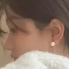 Aretes de Perla Pequeña Tipo Bombilla de Oro de 18 Quilates Casi Impecables 9-13mm Plata S925 Alto Brillo Vintage de Alta Gama Joyería de Julio