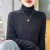 Suéter de Cachemira Listo para Usar de Primera Línea Otoño e Invierno Nuevo para Mujer Cuello de Pila Texturizado Color Sólido Simple Delgado Camiseta de Punto de Lana