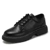 Zapatos de cuero para hombre, transpirables, estilo británico, ropa formal de negocios, botas Martin de caña baja a la moda con cabeza grande, zapatos casuales de cuero para hombre con suela gruesa