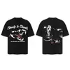 Saint Vintage Streetwear Americano Camiseta Holgada Vtg de Manga Corta para Hombre Camiseta Estampada Letra Retrato Camiseta Street