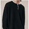 Suéter de punto unisex estilo retro vintage americano, mezcla de lana, cuello Henley relajado, para primavera y otoño