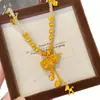 Jianyuesha Ouro Riqueza Instantânea Filigrana Colar de Cabacinha Oca Colar com Borla Retenção de Cor Duradoura Anel de Corrida Colar de Acabamento Fino