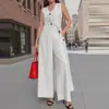 Conjunto de Dos Piezas para Mujer, Elegante Estilo Callejero, sin Mangas, Largo, con Pantalones de Pierna Ancha, Color Sólido, Atuendo para Ir al Trabajo, Verano 2025