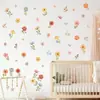 Estilo Fresco Retro Planta Flor Habitación Sala de Estar Decoración de Pared Pegatina de Pared PVC Autoadhesivo Flor Gabinete Pegatina