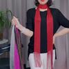 2024 Verão Novo Lenço de Fita de Borla de Cor Sólida Elegante para Todos os Jogos Feminino Proteção Elegante para o Pescoço Cachecol Cachecol Protetor Solar Cachecol