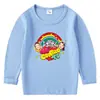 Camiseta de algodón para niños, estilo coreano, primavera y otoño, 2023, cuello redondo, manga larga, para bebés y niños