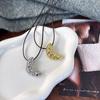 Nicho Moda Popular Metal Cuerno Bolso Collar Estilo Coreano Simple Estilo Ins Todo Combinable Cadena Larga de Cuerda de Cuero Cadena para Sudadera para Mujer