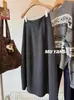 Saia de Lã Midi Elegante, Emagrecedora, Estilo Botão, Retro Coreana de Alta Qualidade para Mulheres no Inverno