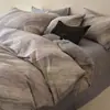 Otoño e Invierno Nuevo Juego de Cama de Algodón Cepillado 60s de Cuatro Piezas Algodón Puro Todo Algodón Engrosado Cálido Estampado Funda de Edredón Suave Suministros