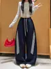 Pantalones deportivos retro americanos de tres rayas para mujer, nuevo estilo otoño 2026, de cintura alta, adelgazantes, holgados, casuales, pantalones de pierna ancha curvada
