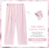Pantalones de dormir de maternidad Jingqi, Ajustables y sin apretar la barriga, Adecuados para usar en casa, Se pueden usar afuera, Pantalones casuales para el hogar de talla grande, Pantalones con soporte para la barriga
