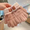 Guantes de Dedos Lindos para Niños Niñas Invierno Prueba de Frío Cálido Juego de Cinco Dedos Conjunto Completo de Dedos Tejido para Bebé Niños de Invierno
