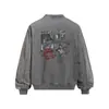 Sudadera con capucha Flor Frita Lavada al Agua para Hombre Primavera y Otoño Holgada Retro Estampado de Retrato Americano Desgastado Cuello Redondo Casual Ropa Deportiva Moderna