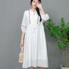 Dali Erhai Sanya Xinjiang turismo nuevo lino de seda bordado forro de algodón adelgazante de cintura para mujer vestido de algodón lino