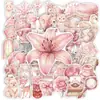 50 nuevos stickers transfronterizos de temática rosa y girly con animales, flores, objetos vintage y calcomanías impermeables para decoración de diario