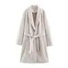 Ropa Exterior Abrigo para Mujer de Color Sólido Holgado con Solapa y Cinturón de Material Suave 3046327 - AliExpress Transfronterizo Primavera 2026