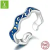 Pingente Prata Original Van Gogh Noite Estrelada Anel de Prata 925 Aberto Feminino Moda Cruzamento Banho de Ouro Anel DIY Europeu e Americano