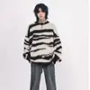 Colección nueva 2026: Suéter de mohair a rayas retro americano moderno para hombre, corte holgado y cómodo para otoño e invierno, perfecto para parejas