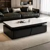 Conjunto de Mesa de Centro de Camada Dupla Modelo 2026 Casa Simples Moderna Pequeno Apartamento Luxo Leve Sala de Estar Armazenamento Mesa de Chá Placa Artificial