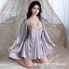 Suqing - Pijamas cómodos de primavera y verano para mujer, sin espalda, con encaje bordado, cárdigan, ropa para el hogar