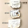 Estante de almacenamiento colgante para pañuelos de papel y toallas faciales, adhesivo para baño, caja de pañuelos de algodón invertida para inodoro, caja de almacenamiento sin perforaciones
