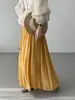 Así que, el Vestido de Fiesta es una Falda Larga Plisada Versátil de Algodón Bambú Inspirada en el Zen Estilo Bosque para Mujer con Cinturón de Cuerda 2730