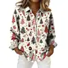 Camisa de manga larga europea y americana transfronteriza para mujer, moda de otoño e invierno, cárdigan casual navideño con cuello de solapa