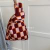 Bolsa de colete bolsa de colete bolsa de malha moderna bolsa bolsa de flores xadrez plaid cor de contraste Coreia do Sul ins estilo