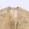 Comércio Exterior Atacado Verão Novo Série Estilo Europeu e Americano Estampado Gola V Cintura Elástica Top 8286005005
