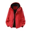 Chaqueta de trabajo con capucha para hombre y mujer, estilo camello, tres en uno, cortavientos e impermeable, con logo estampado de norma nacional para exteriores