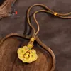 Loja de Ouro Mesmo Estilo Antigo Banhado a Ouro Diamante Incrustado Giratório Forma de Cabaça Ruyi Fechadura Pingente, Novo Estilo Chinês Atrai Sorte Cabaça Fechadura de Segurança
