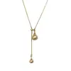 Estilo Igual del Blogger Coreano Collar de Gota de Agua Plateado Grande y Pequeño Colgante Largo Diseño de Nicho Accesorios de Cadena para Suéter de Gama Alta