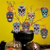 Etiqueta colgante decorativa de madera para fiesta mexicana del Día de Muertos transfronteriza, colgante de calavera, calavera colgante de decoración de Halloween