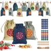 Nuevo Navideño Transfronterizo Bolsa Colgante de Dulces para Niños Decoración Navideña Bolsa Calendario de Adviento Bolsa de Lino de Cuenta Regresiva