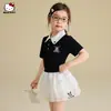 Conjunto de Verão para Meninas 2026 Novo Estilo para Crianças Maiores, Gola Polo Color Block, Conjunto Elegante de Duas Peças