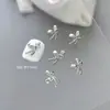 1000 Piezas de Decoraciones de Moños para Uñas de Aleación Mixta, Moños de Cinta Huecos, Pedrería Plateada para Uñas, Al por Mayor