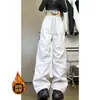 Calças de Caminhada Grossas Impermeáveis com Forro de Fleece para Homens e Mulheres, Outono e Inverno, Zíper Lateral, Corte Solto, Tamanho Grande, Casuais, Longas