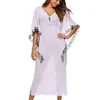 Vestido de Mujer Transfronterizo con Escote en V Profundo, Mangas de Mariposa Atadas, Borlas de Colores, Estilo Largo Holgado Y4202