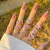 Anillo Rosa con Forma de Corazón de Plata de Ley 925 para Mujer, Estilo Ins Transfronterizo, con Diamante Rosa, Anillo de Diamante de Alto Carbono Súper Brillante, Anillo de Boda Europeo y Americano