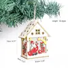 Suprimentos de Natal Transfronteiriços Cabine Colorida Luminosa de Madeira Decorações de Árvore de Natal Casa de Madeira Penduricalhos para Festa de Natal
