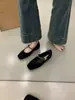 Zapatos de noche discretos estilo francés con una sola tira, punta cuadrada poco profunda, mocasines de suela plana, versátiles y cómodos para ir al trabajo, zapatos casuales para mujer