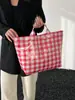 Bolsa Tote Feminina de Alta Capacidade em PVC, Bolsa Saco Casual da Moda para o Dia a Dia, Bolsa de Mão Versátil Xadrez