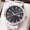 Comercio exterior transfronterizo fábrica de relojes marca Longbo venta directa moda impermeable correa de acero doble calendario tendencia relojes para hombre hombre