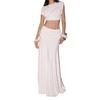 Europeu e Americano Ins2025 Relaxado Elegante Sexy Sexy Menina Cintura Exposta Feminino High-End Conjunto de Meia-Calça e Saia Y2K