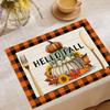 Temu Nuevo Festival de Otoño Celebra la Decoración de Acción de Gracias con Mantel Individual de Lino Estampado Floral de Calabaza Aislante Impermeable