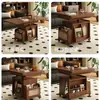 Mesa de Centro Elevable, Sofá para Sala de Estar, Carrito Móvil Plegable, Mesa de Té de Madera, Mesa de Comedor Multifuncional para Sala de Estar de Apartamento Pequeño