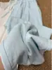 Pantalones de lino azul para mujer, pantalones de verano ligeros y frescos, adelgazantes para mujeres de talla grande, pantalones de algodón lino Tencel, pantalones de pierna ancha para figura de pera
