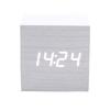 Reloj de madera LED con control de voz inteligente, cuadrado, compacto, digital, temperatura y humedad, reloj despertador electrónico multicolor