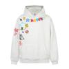 Moletom com Capuz de Manga Longa Estilo Retro Americano Pintado à Mão com Letras Grafite Outono e Inverno para Homens e Mulheres Solto Pesado Estilo College