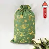 Bestseller transfronterizo: Bolsa grande de Navidad con estampado dorado y cordón, bolsa de regalo de arpillera, bolsa de regalo para dulces de Navidad, bolsa de regalo hecha a medida